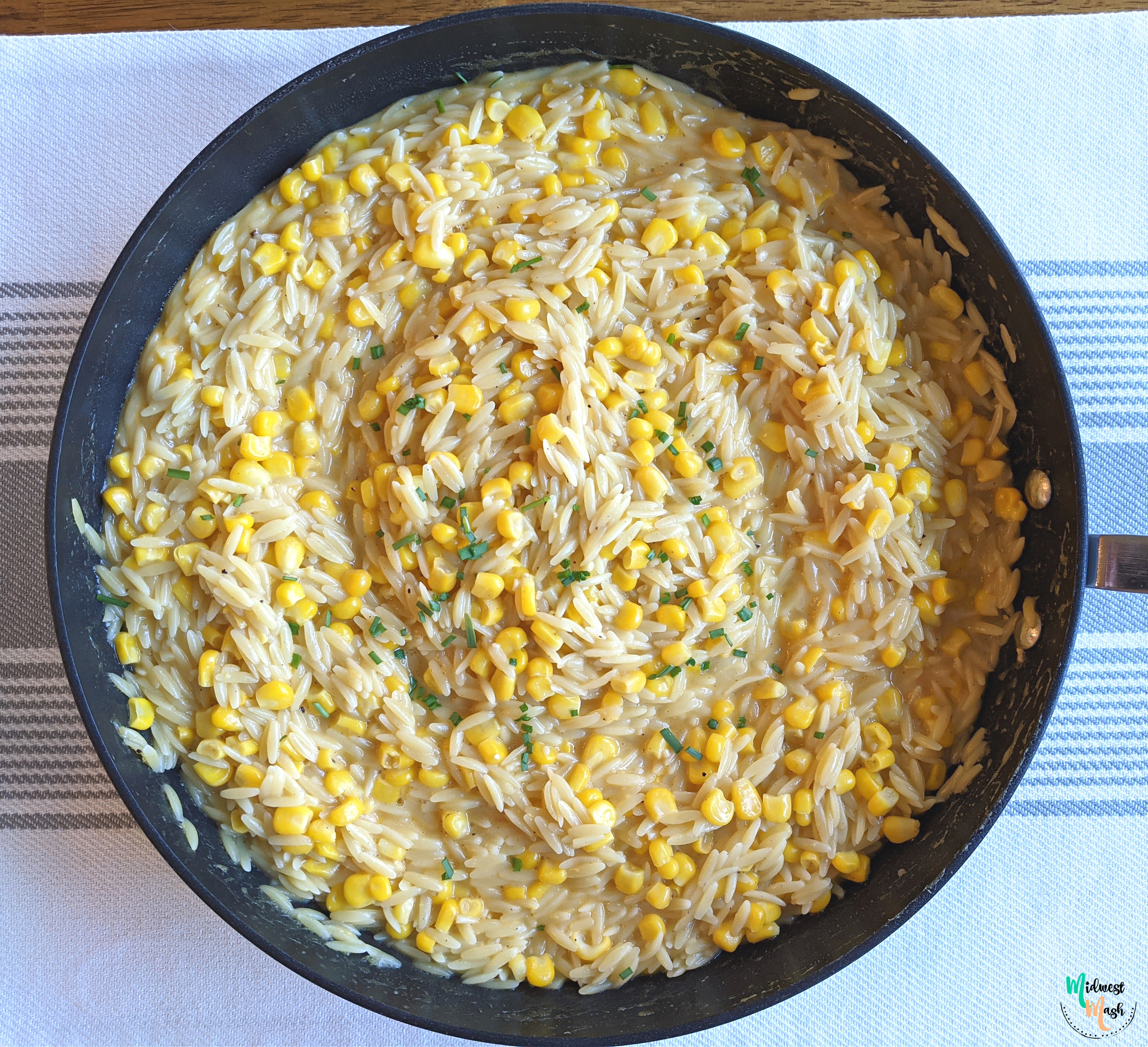 One Pan Cheesy Orzo with Corn | Midwest Mash
